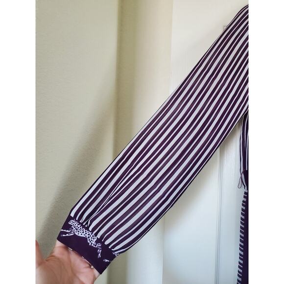 Vintage 70s Twin Girl of Hollywood Striped Cheetah Fun Purple Midi Dress, Medium - Picture 8 of 16